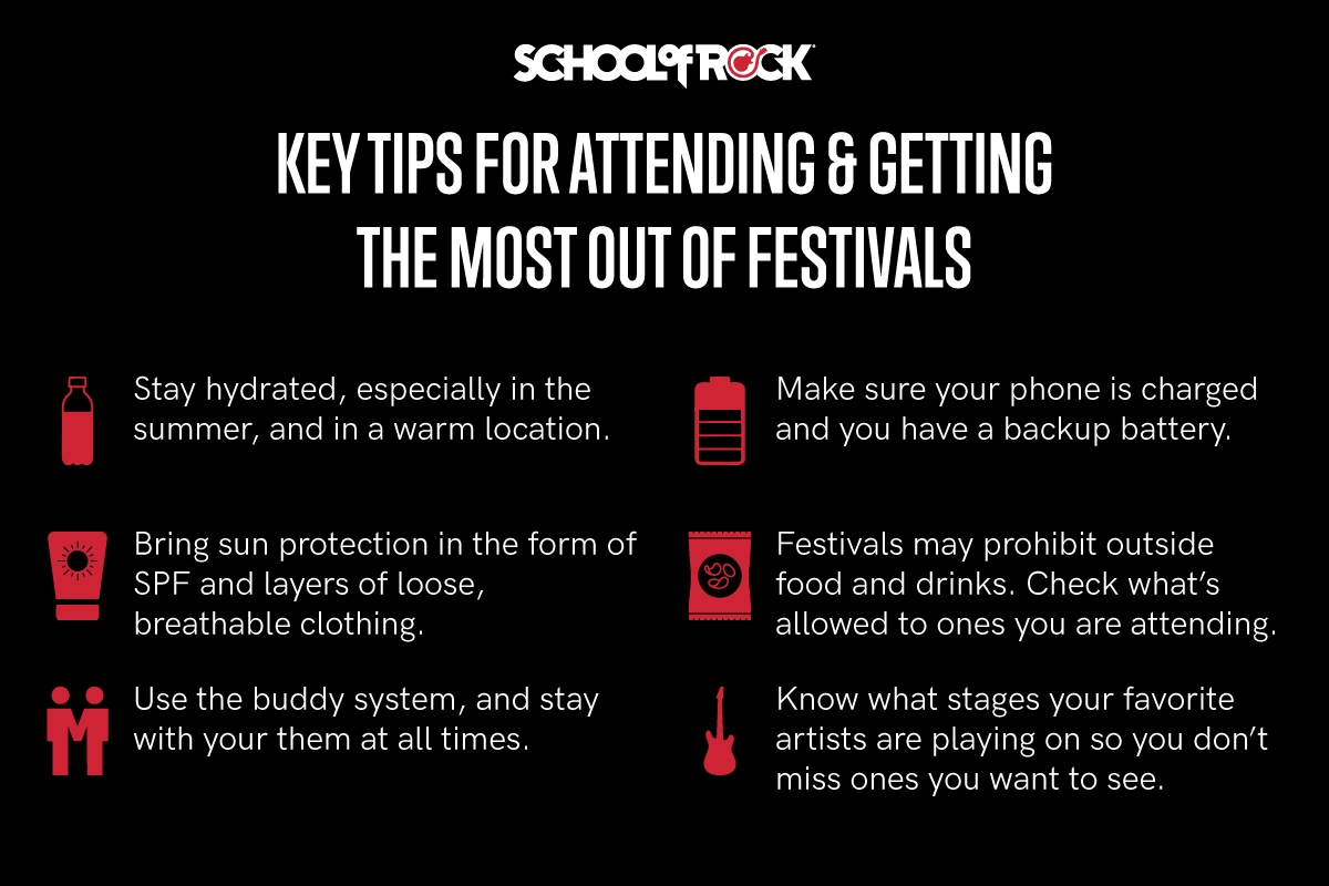 Key tips for attending and getting the most out of festivals infographic